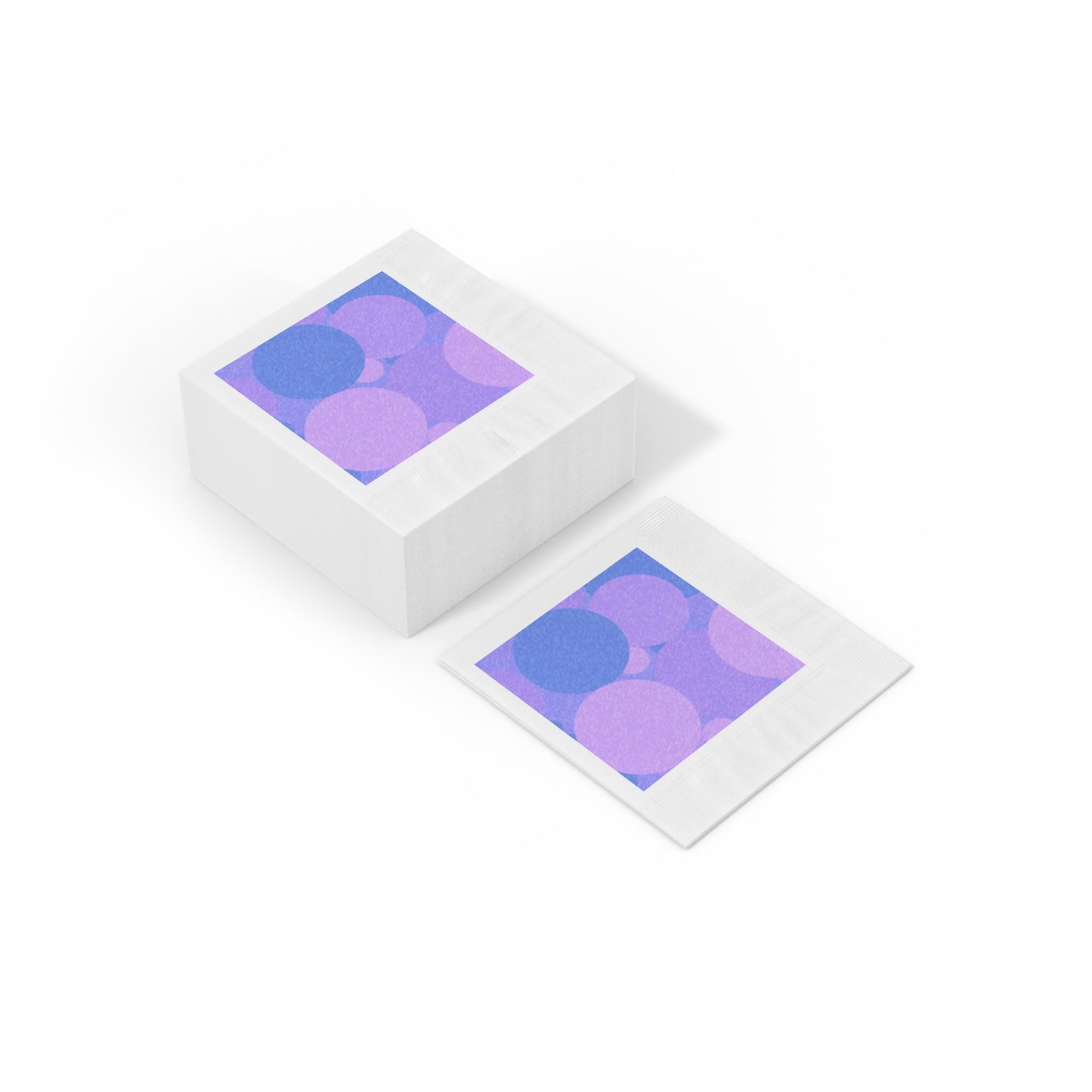 Pastel Purple Family Patches White Coined Napkins, 6.5" x 6.5"