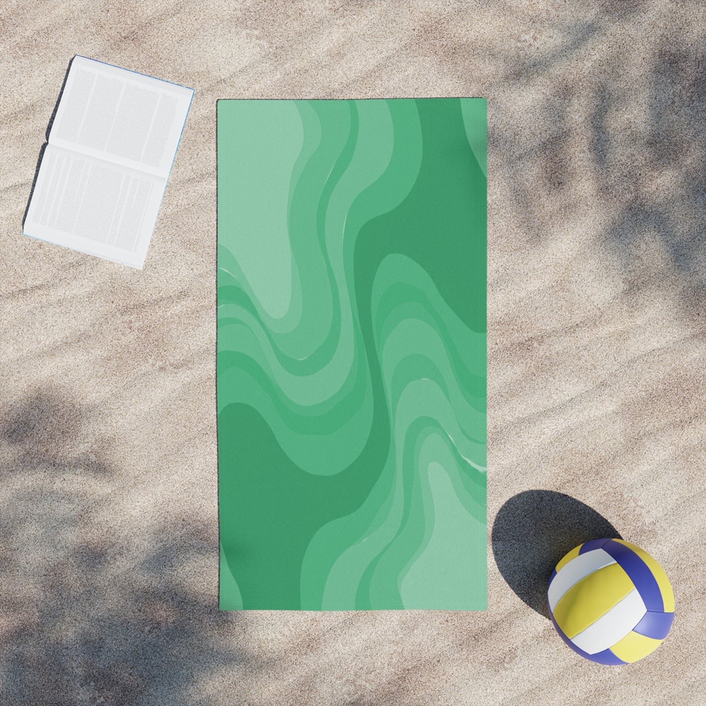 Mint Green Wavey Beach Towel, 24" x 44"