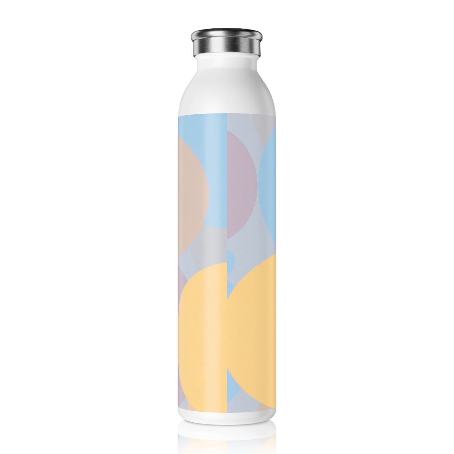 Pastel Baby Blue and Peach Patches Slim Water Bottle, 20 oz White