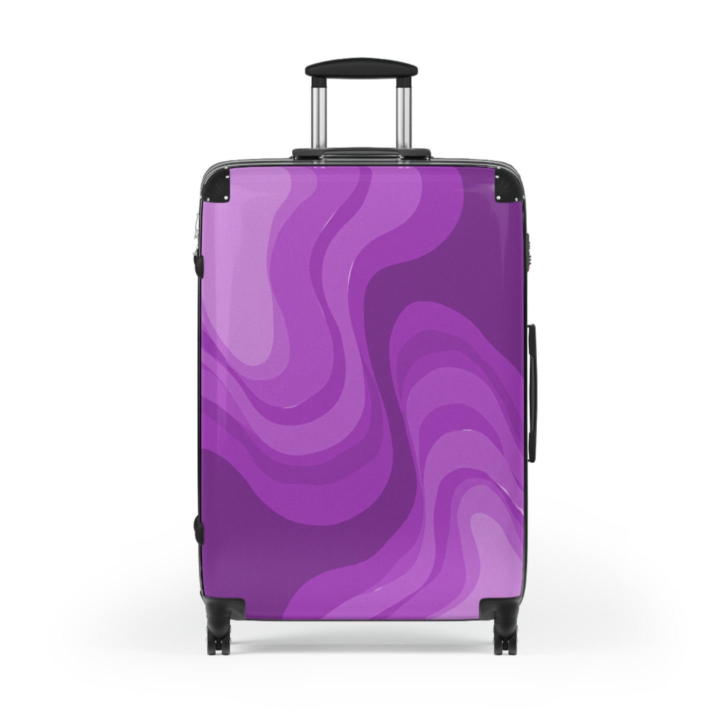 Wavey Purple Wavey Large Suitcase with built in lock, 4 double-wheels, telescopic handle, and ABS back hard-shell
