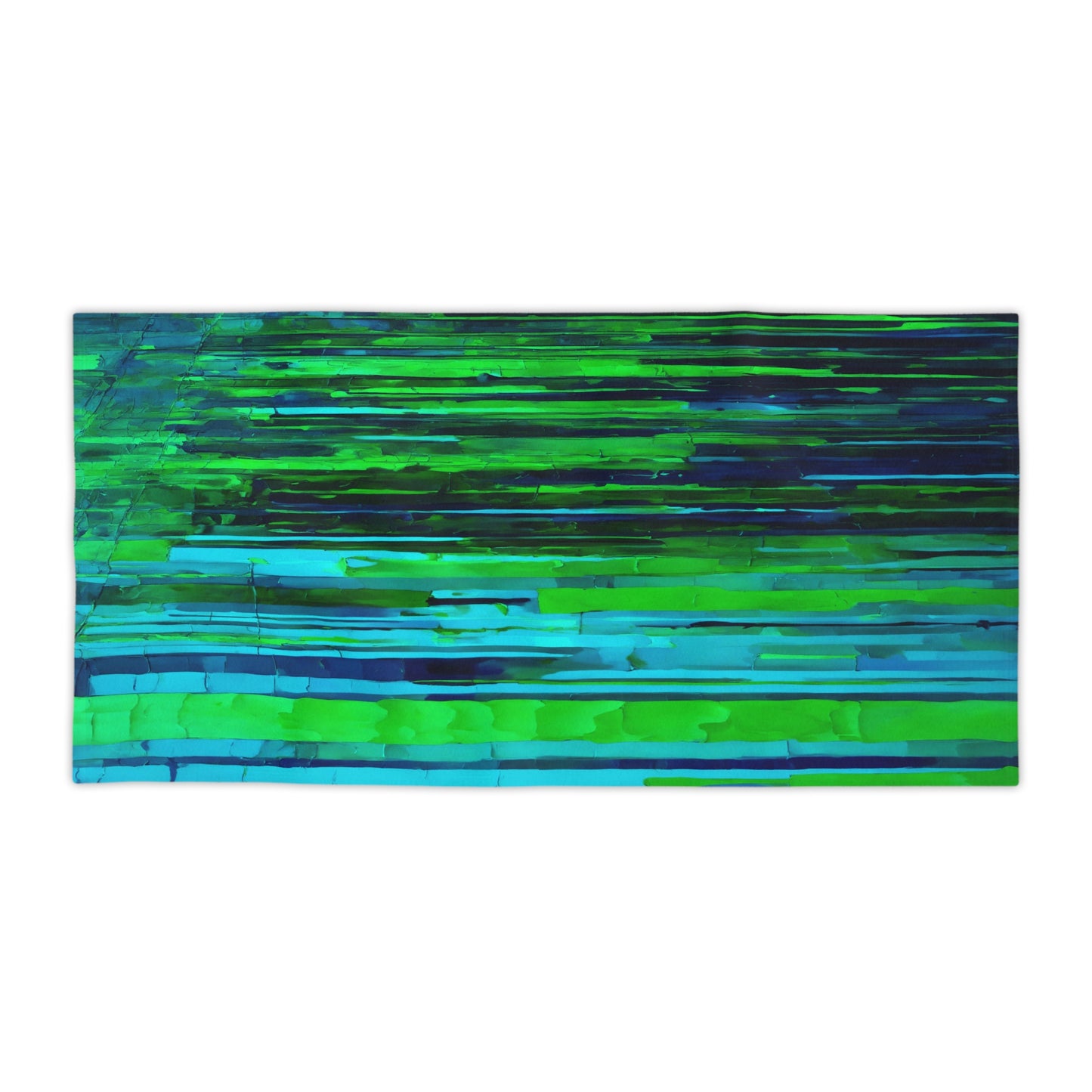 Striped Blue Green Beach Towel, 18" x 27"