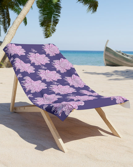Magenta Floral Butterflies 30" x 60" Beach Towel