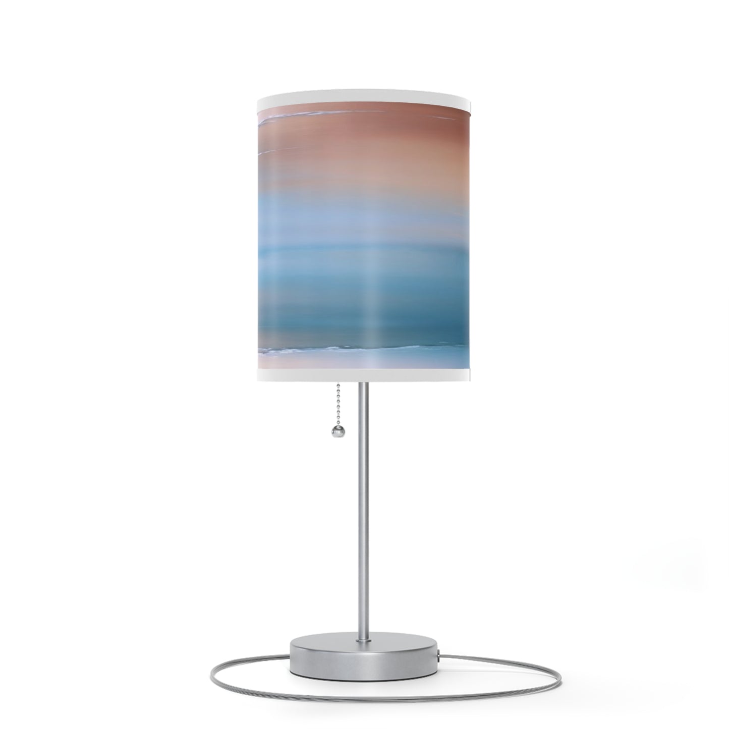 Blue Sea Peach Fog Table Lamp on a White or Silver Stand, US|CA plug