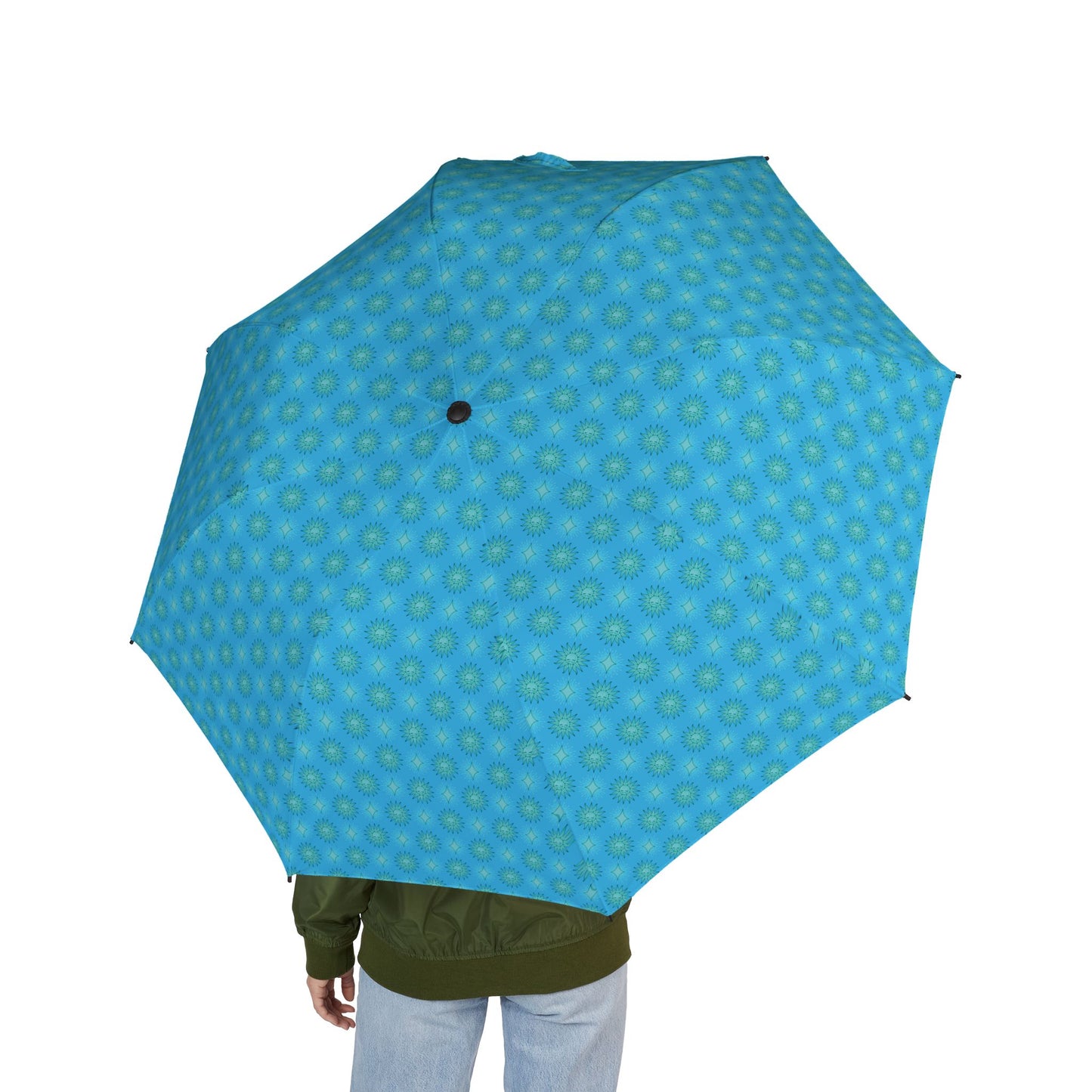 Light Blue Star-crossed Bodies Foldable Umbrella - Compact & Chic