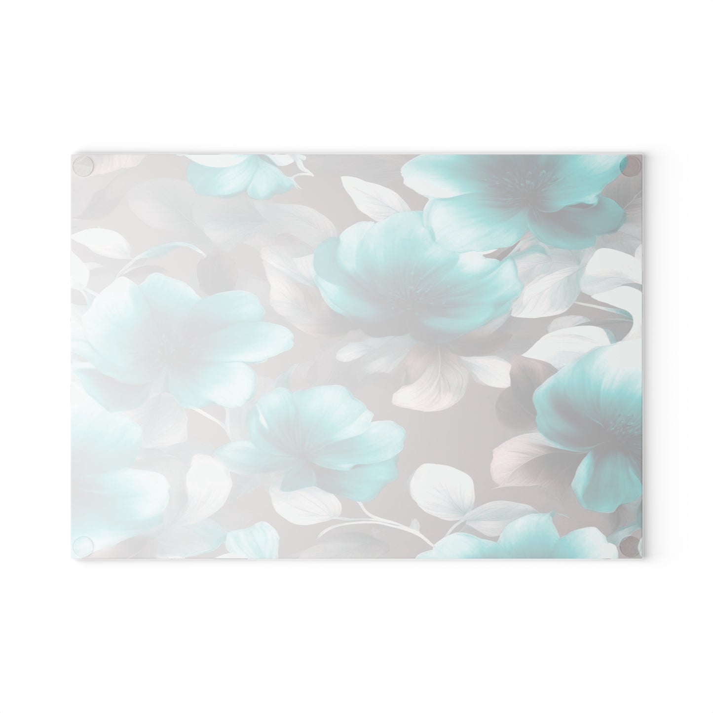 Tif Green Gray Floral Bunch Glass Cutting Board, 8" x 11"