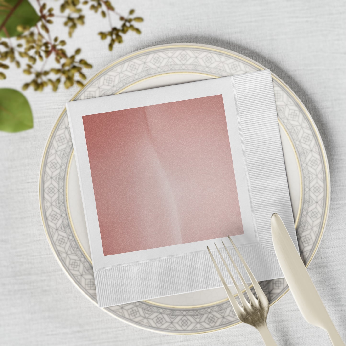 Rose Red Fade White Coined Napkins, 6.5" x 6.5"