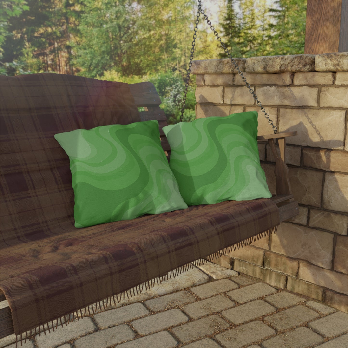 Greenie Meanie Wavey 18" x 18" Outdoor Pillow