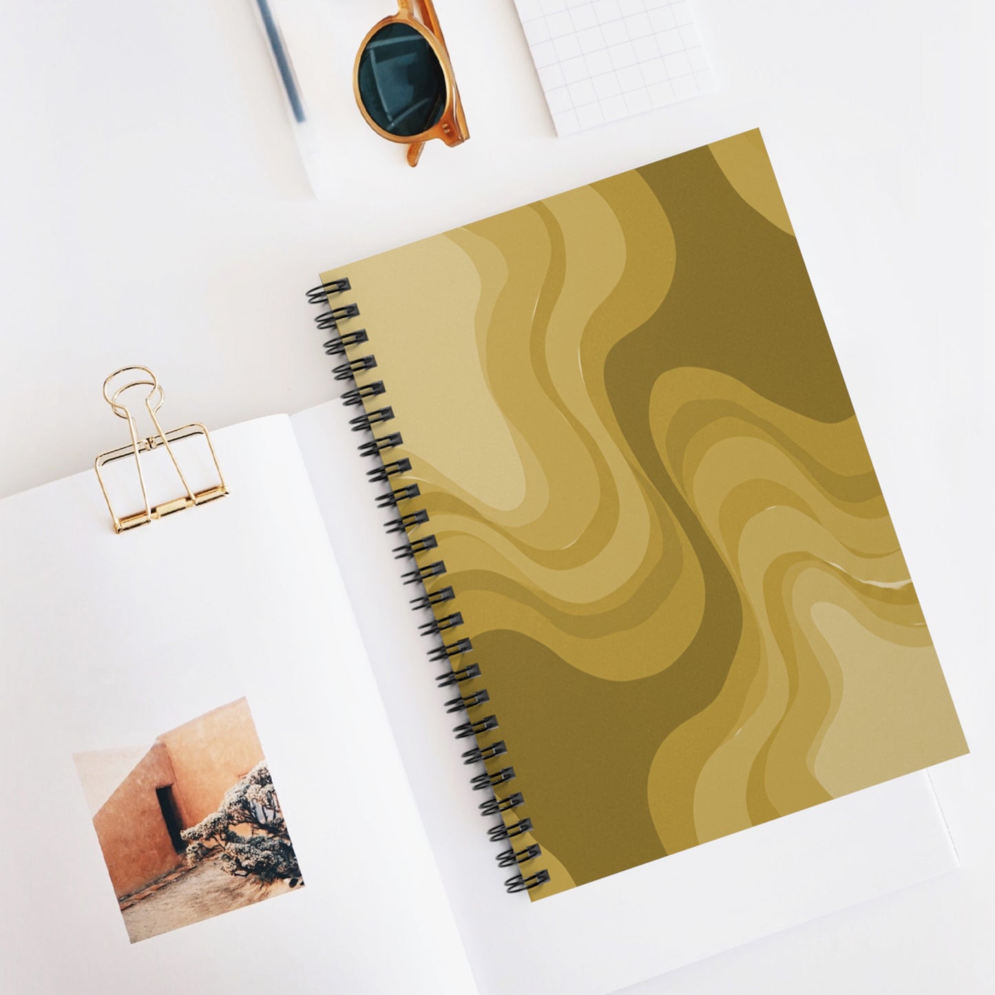 Brown Wavey Spiral Notebook - Ruled Line, 6" x 8", 118 pages