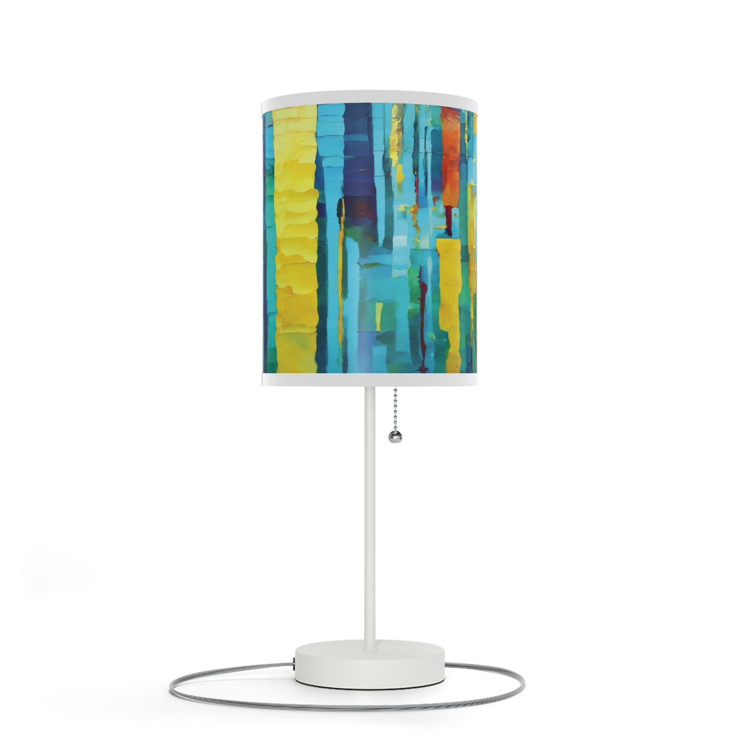 Striped Alpha Table Lamp on a White or Silver Stand, US|CA plug