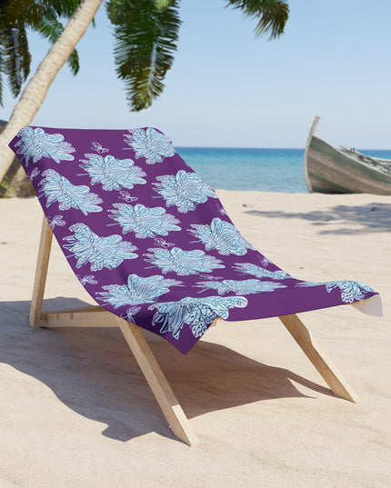 Blue Floral Butterflies 30" x 60" Beach Towel