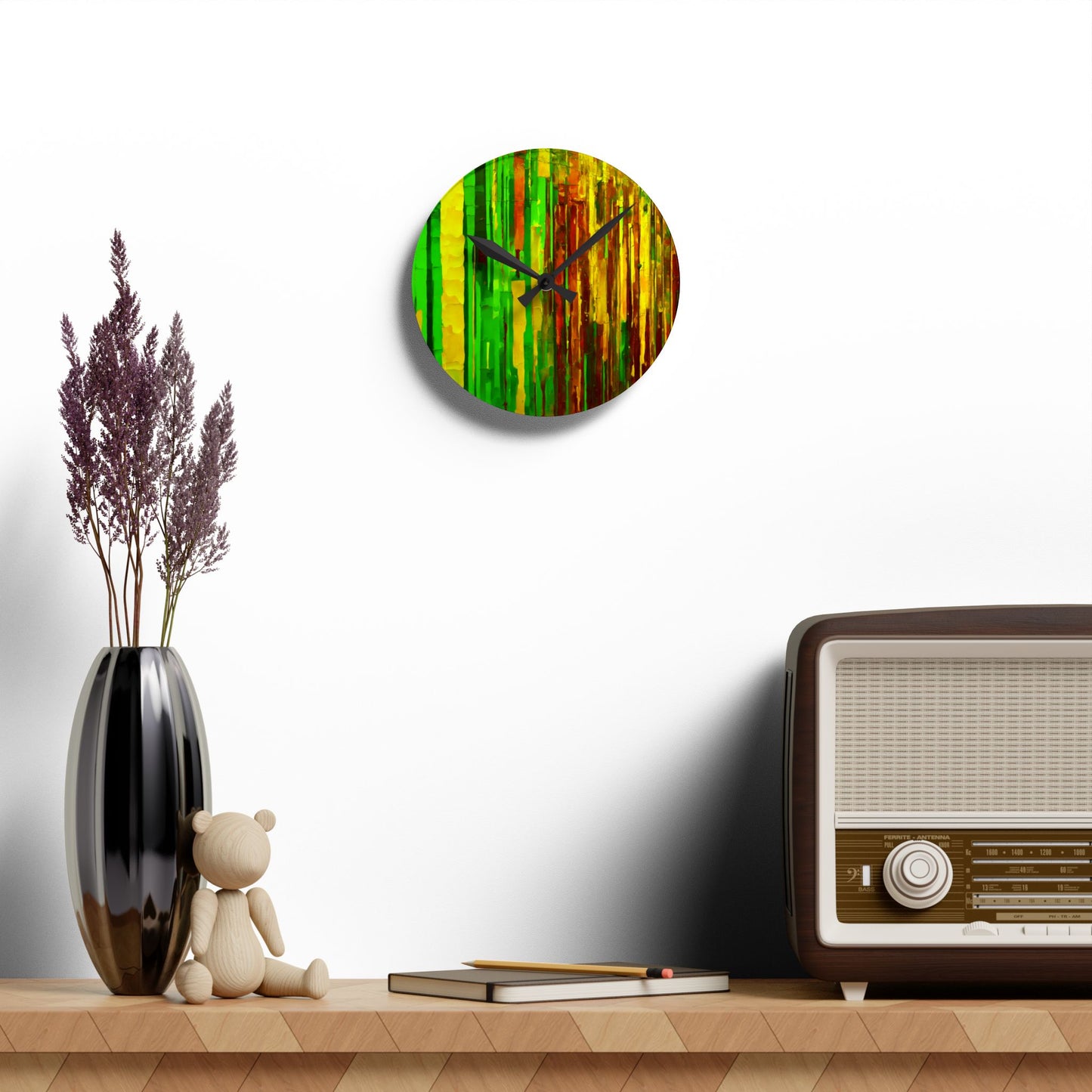 Striped Beta Acrylic Round Wall Clock, 8" x 8"