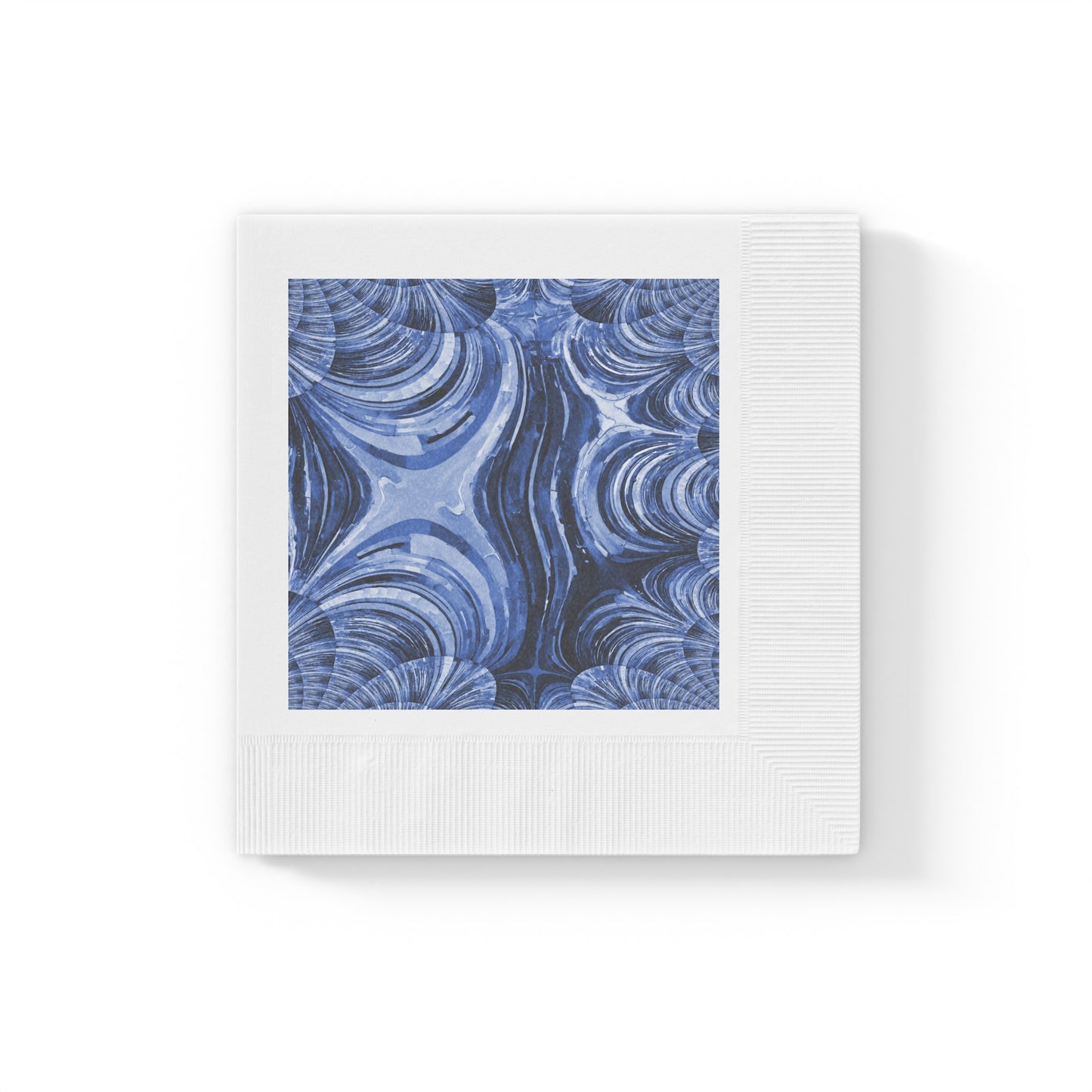 Uzi Spiral Deep Blue White Coined Napkins, 6.5" x 6.5"