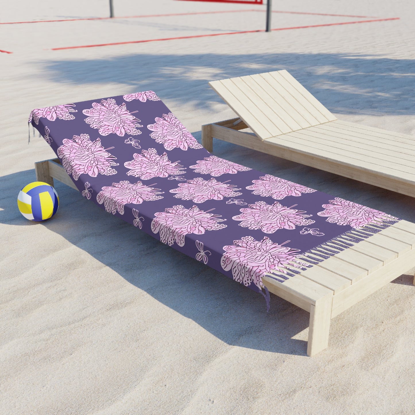 Magenta Floral Butterflies 38" × 81" Boho Beach Cloth