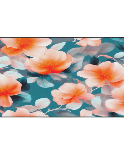Orange Blossom Floral Bunch Heavy Duty Floor Mat, 36" x 60"