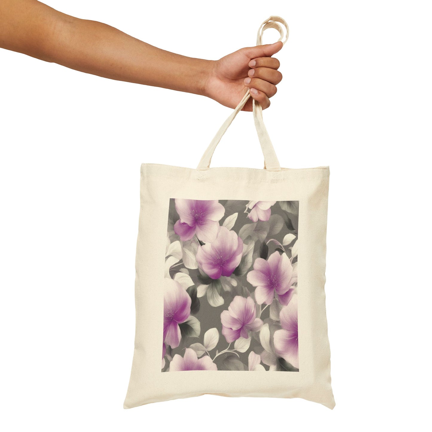 Purple Blossom Floral Bunch Cotton Canvas Tote Bag