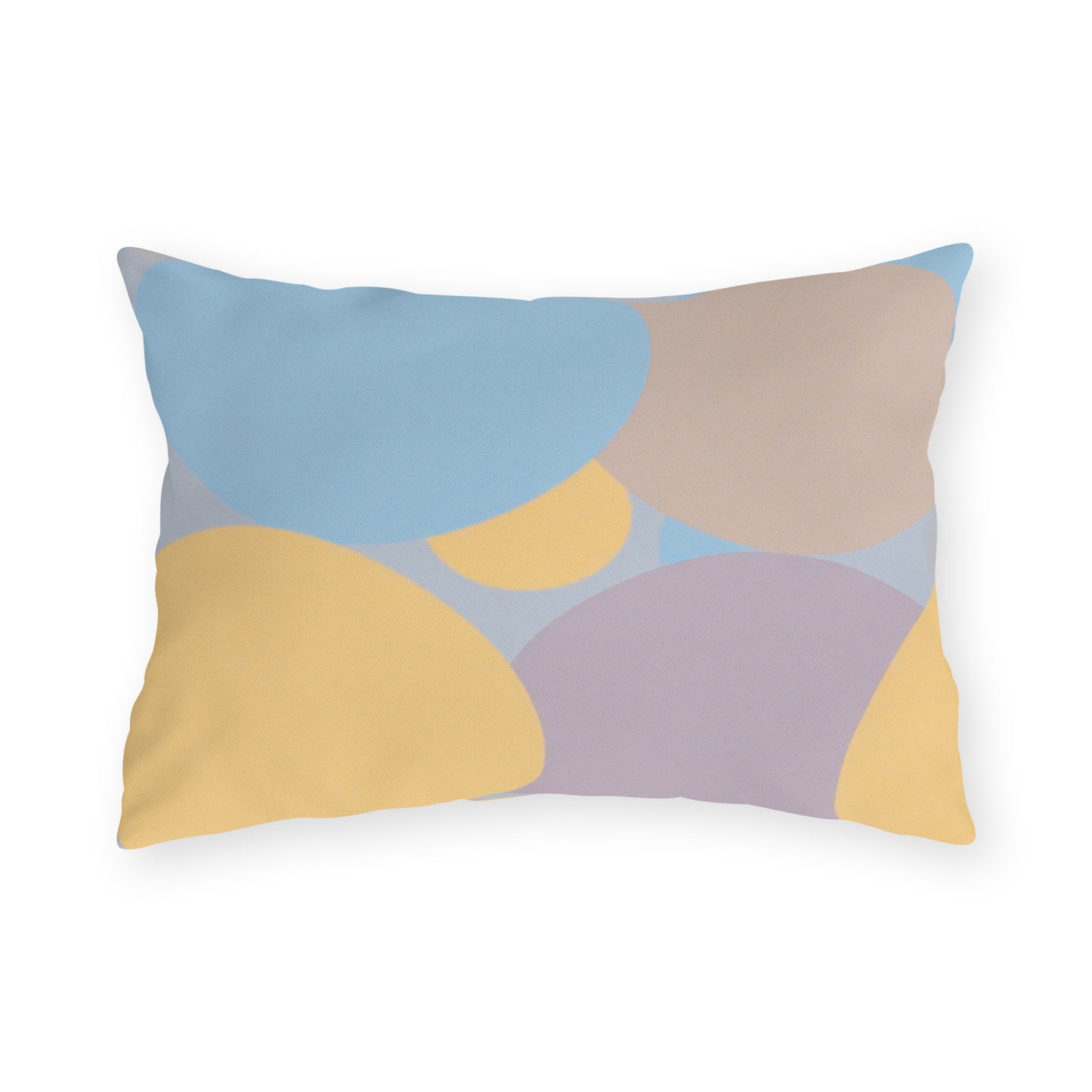 Pastel Baby Blue and Peach Patches 20" x 14" Outdoor Pillow