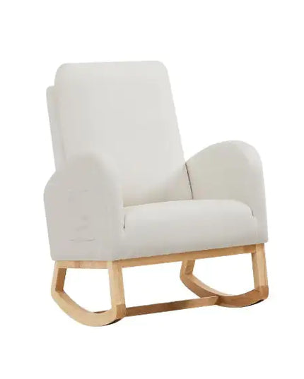 Beige Velvet Rocking Chair