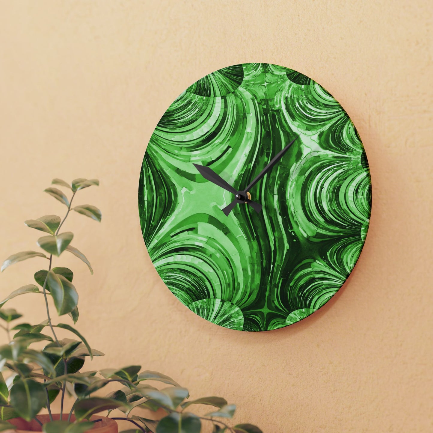Uzi Spiral Mint Pastel Acrylic Wall Clock, Round or Square, 10.75" x 10.75"