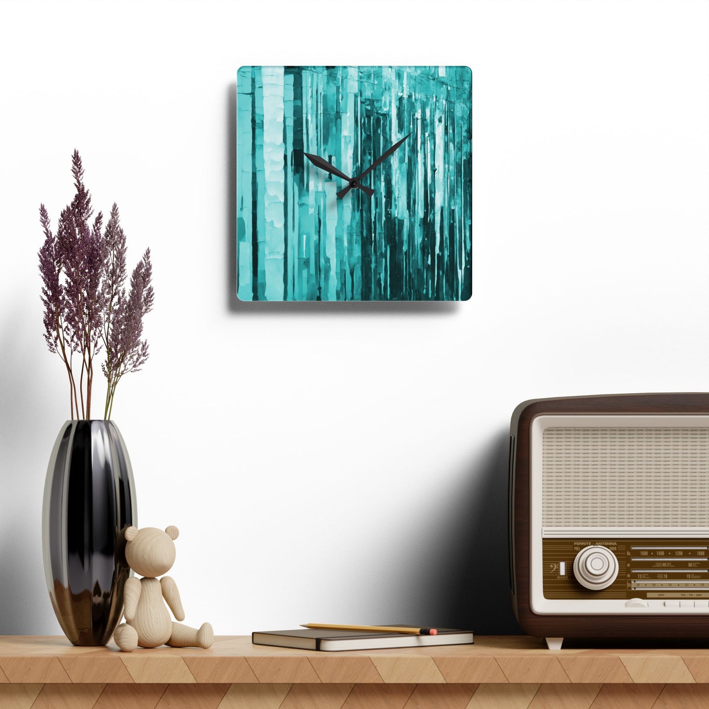 Striped Tif Acrylic Wall Clock, Round or Square, 10.75" x 10.75"