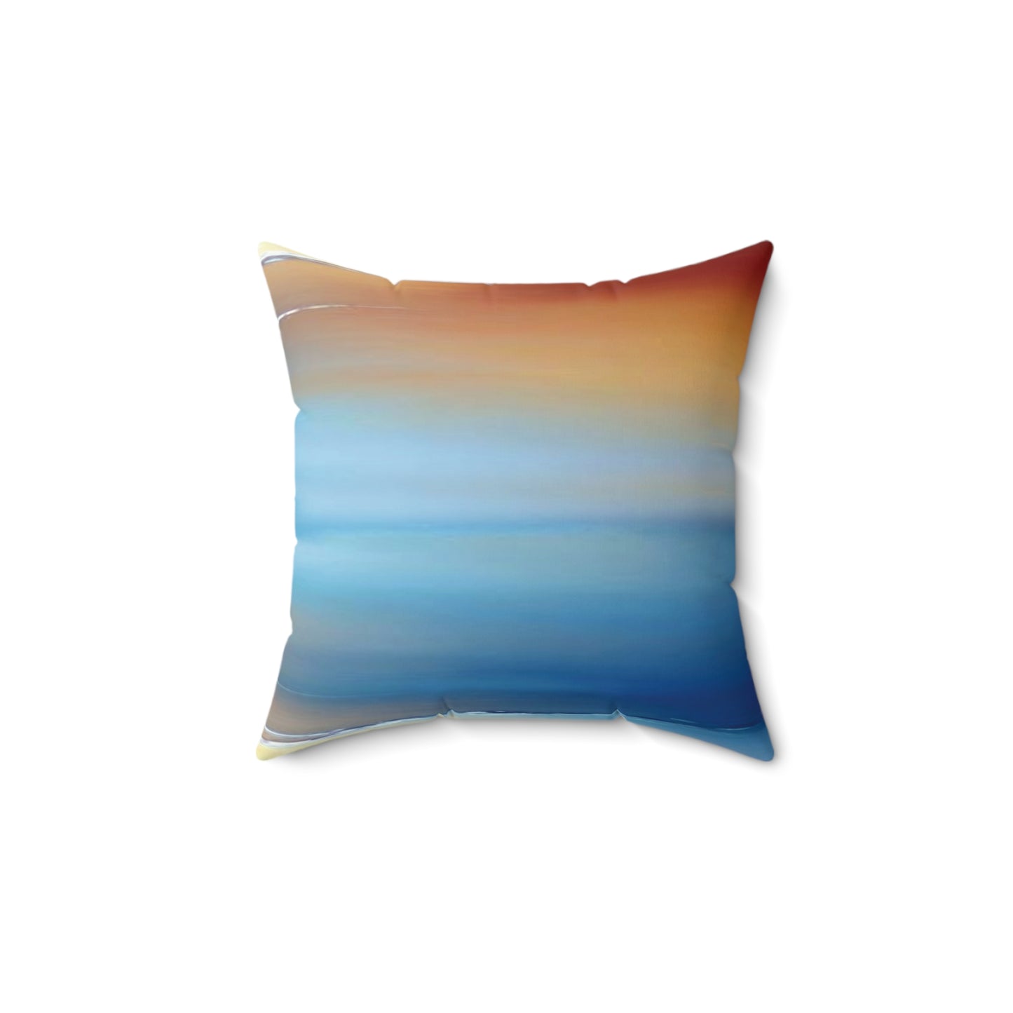 Blue Sea Red Orange Fog 14" x 14" Faux Suede Square Pillow