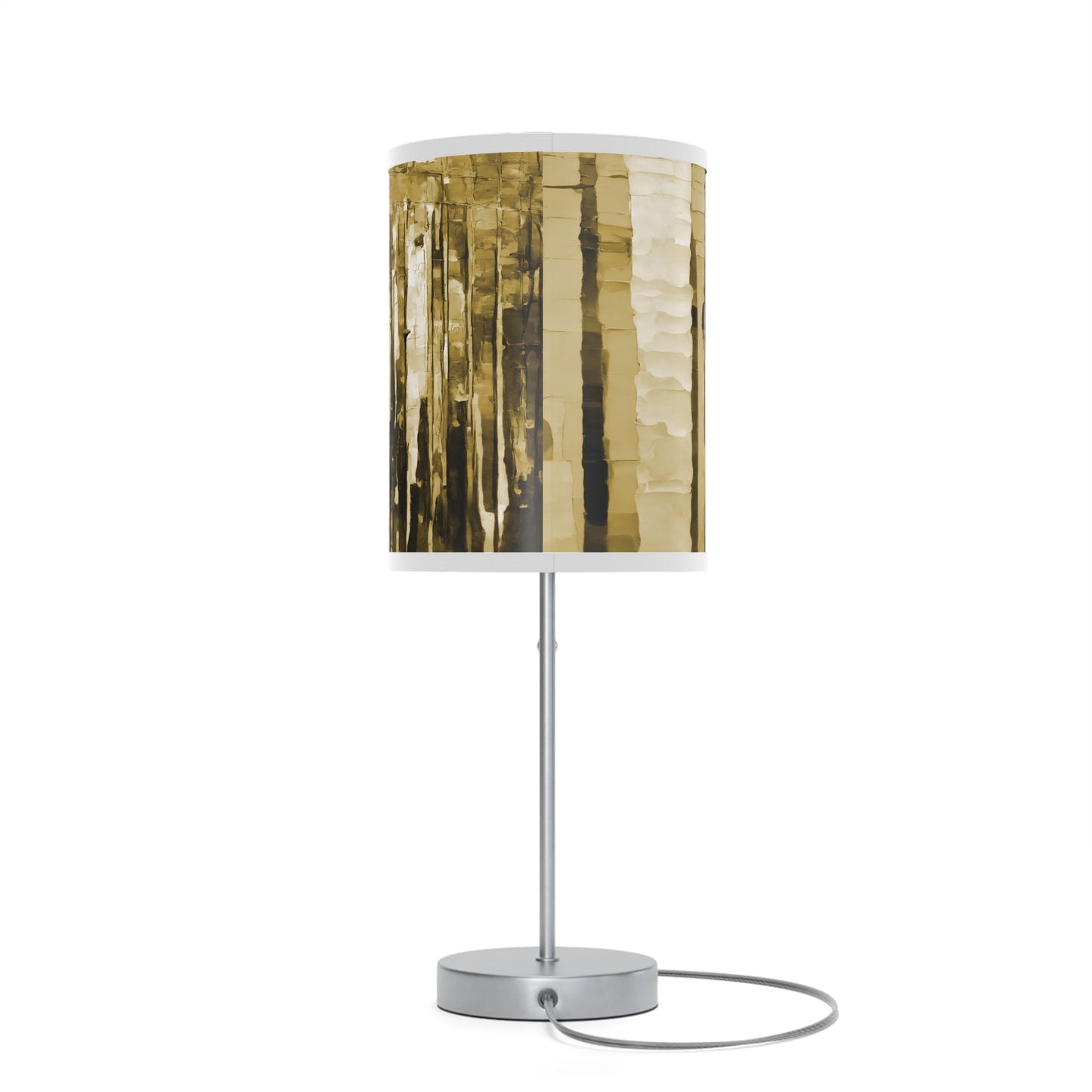 Striped Light Brown Table Lamp on a White or Silver Stand, US|CA plug