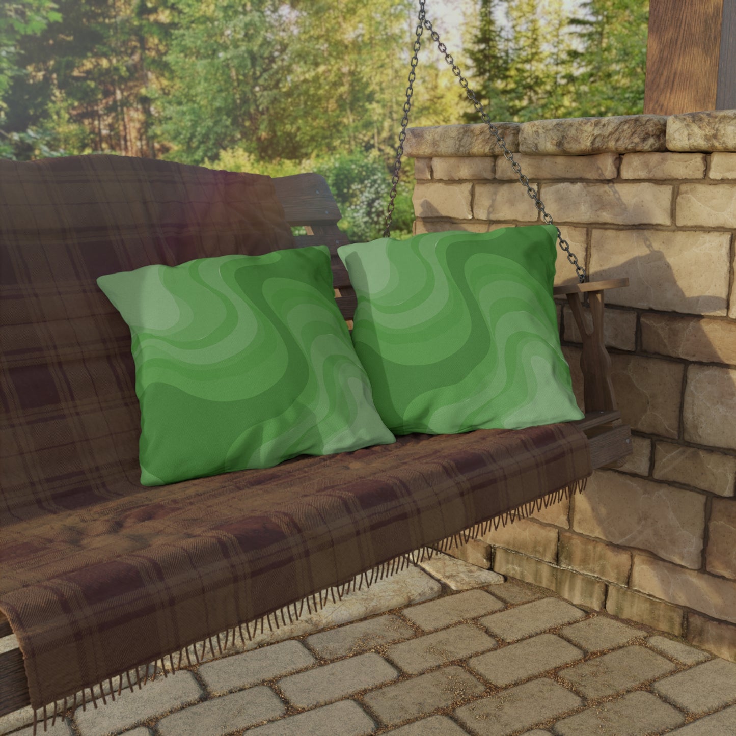 Greenie Meanie Wavey 20" x 20" Outdoor Pillow