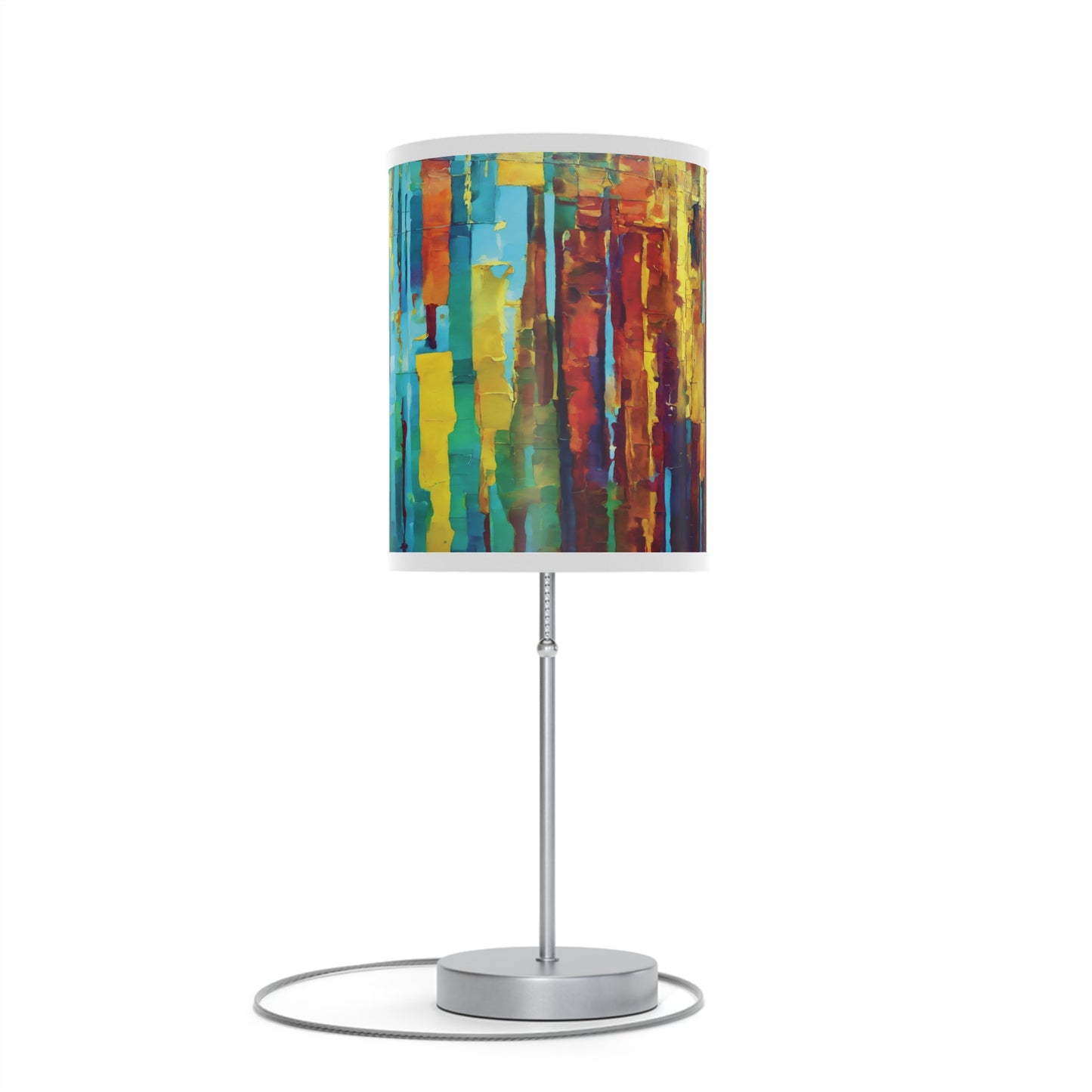 Striped Alpha Table Lamp on a White or Silver Stand, US|CA plug