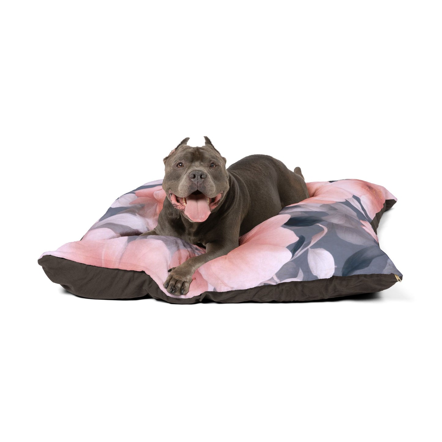 Peach and Blue Gray Floral Bunch Pet Bed, 50" × 40"