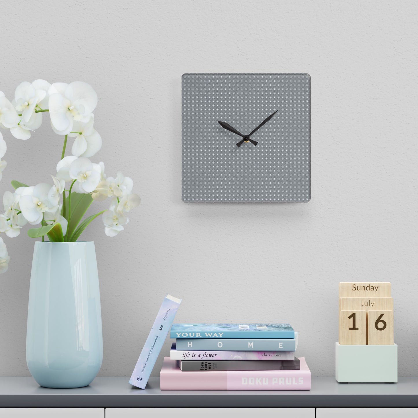 Desaturated Star-crossed Bodies Acrylic Wall Clock, Round or Square, 10.75" x 10.75"
