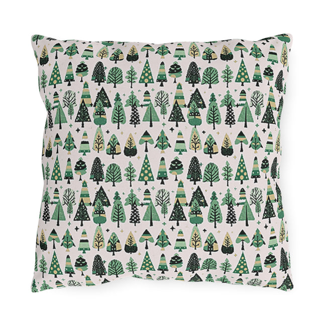 Mini Vintage Green Trees 16" x 16" Outdoor Pillow