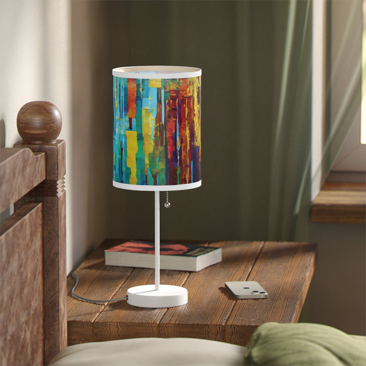 Striped Alpha Table Lamp on a White or Silver Stand, US|CA plug