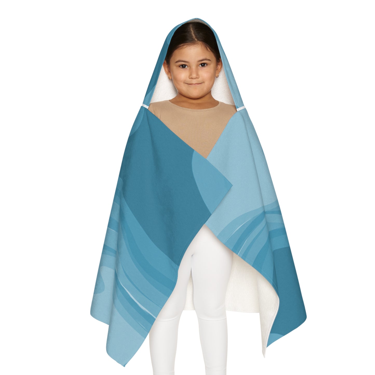 Sky Blue Wavey Youth Hooded Towel, 24" x 48"