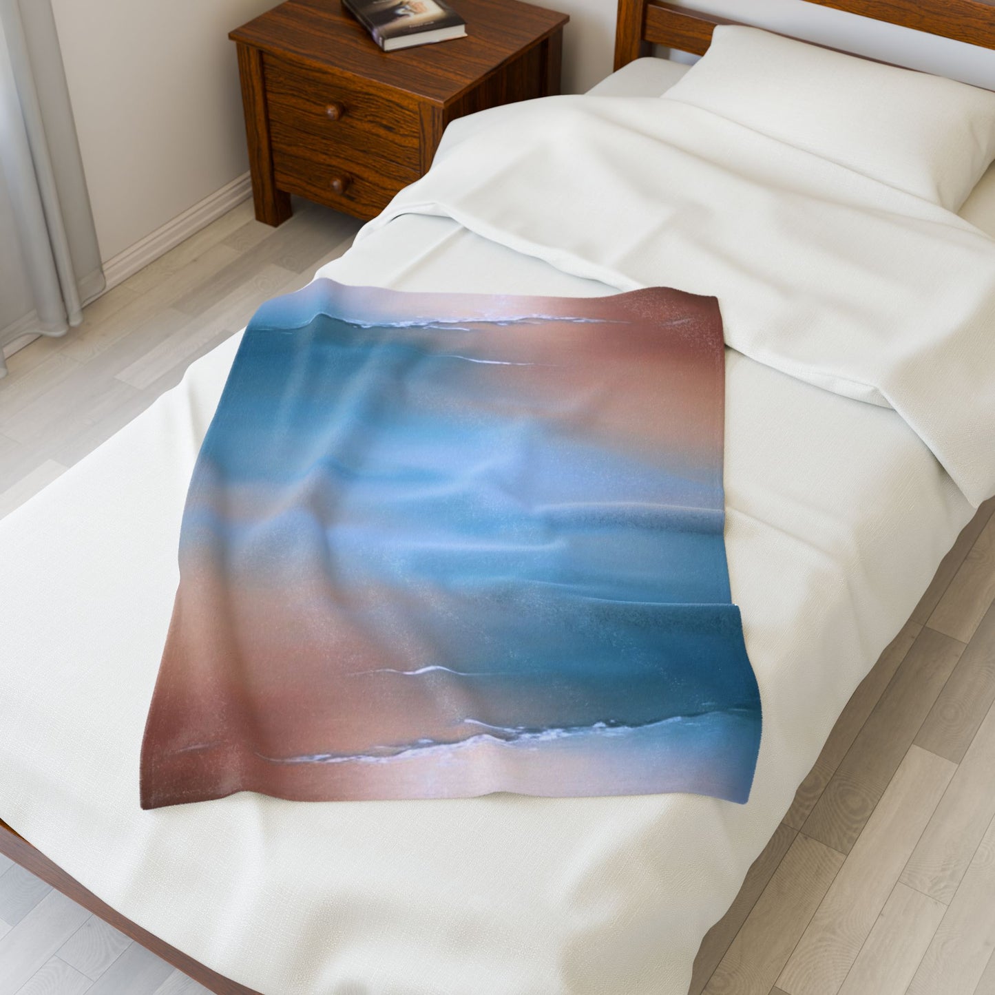 Blue Sea Peach Fog Velveteen Plush Blanket, 30" x 40"