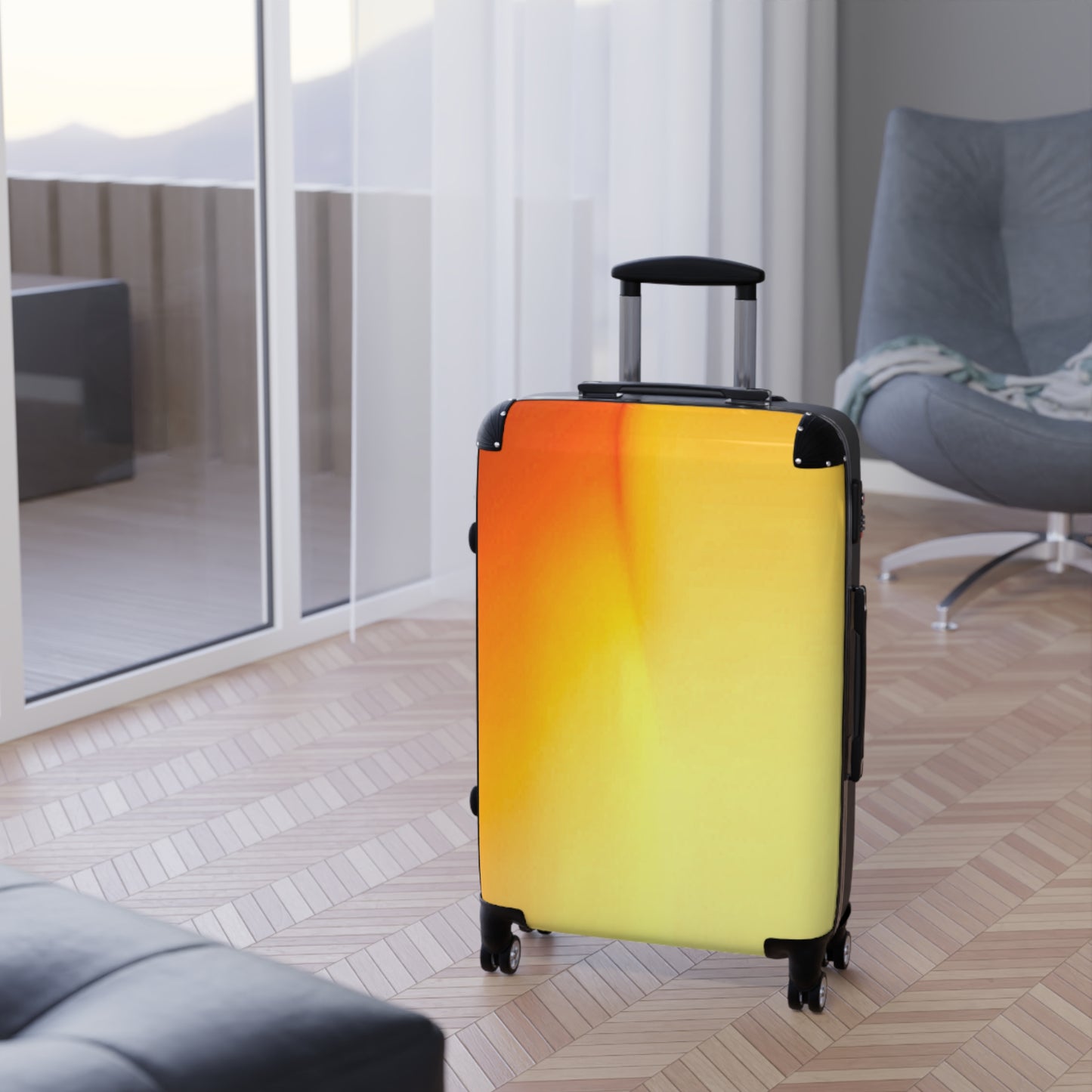 Phoenix Fade Medium Suitcase with built in lock, 4 double-wheels, telescopic handle, and ABS back hard-shell