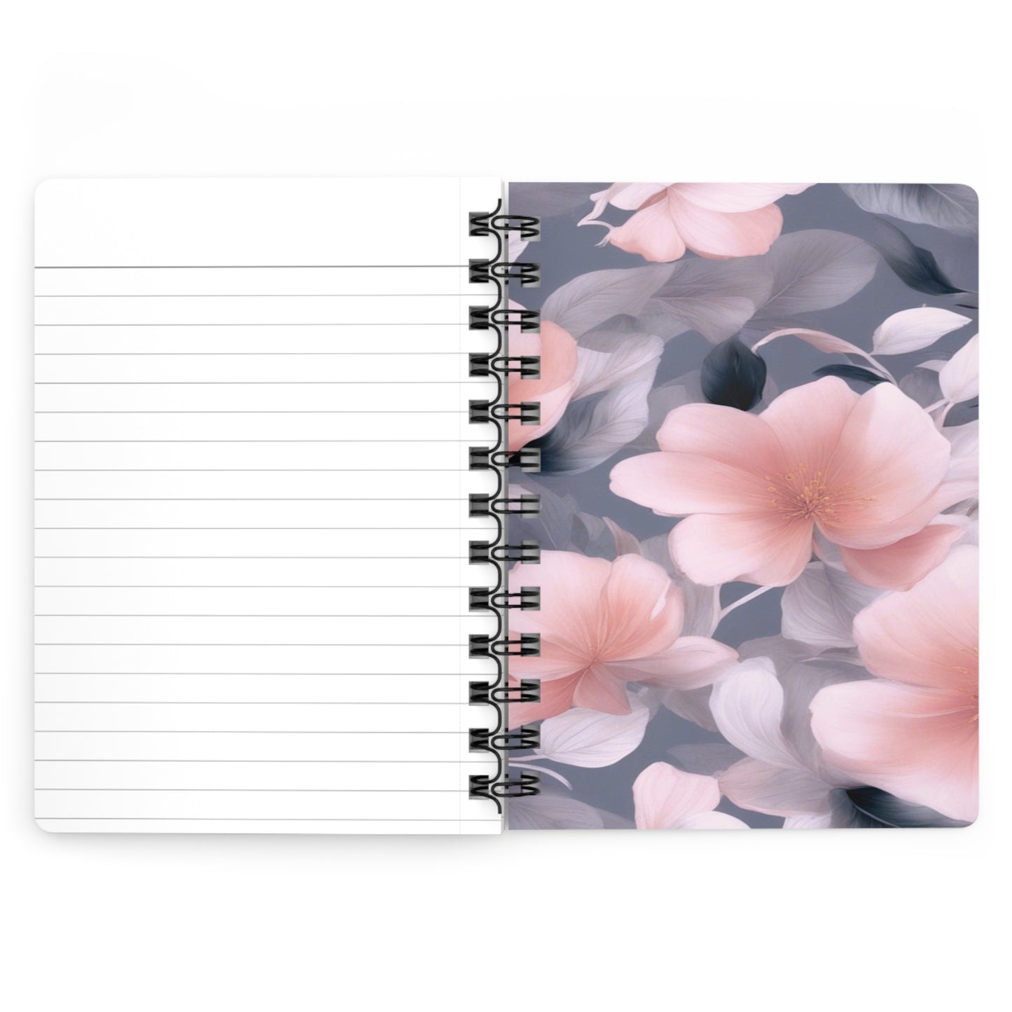 Peach and Blue Gray Floral Bunch Bound Journal, 5" x 7" 150 pages