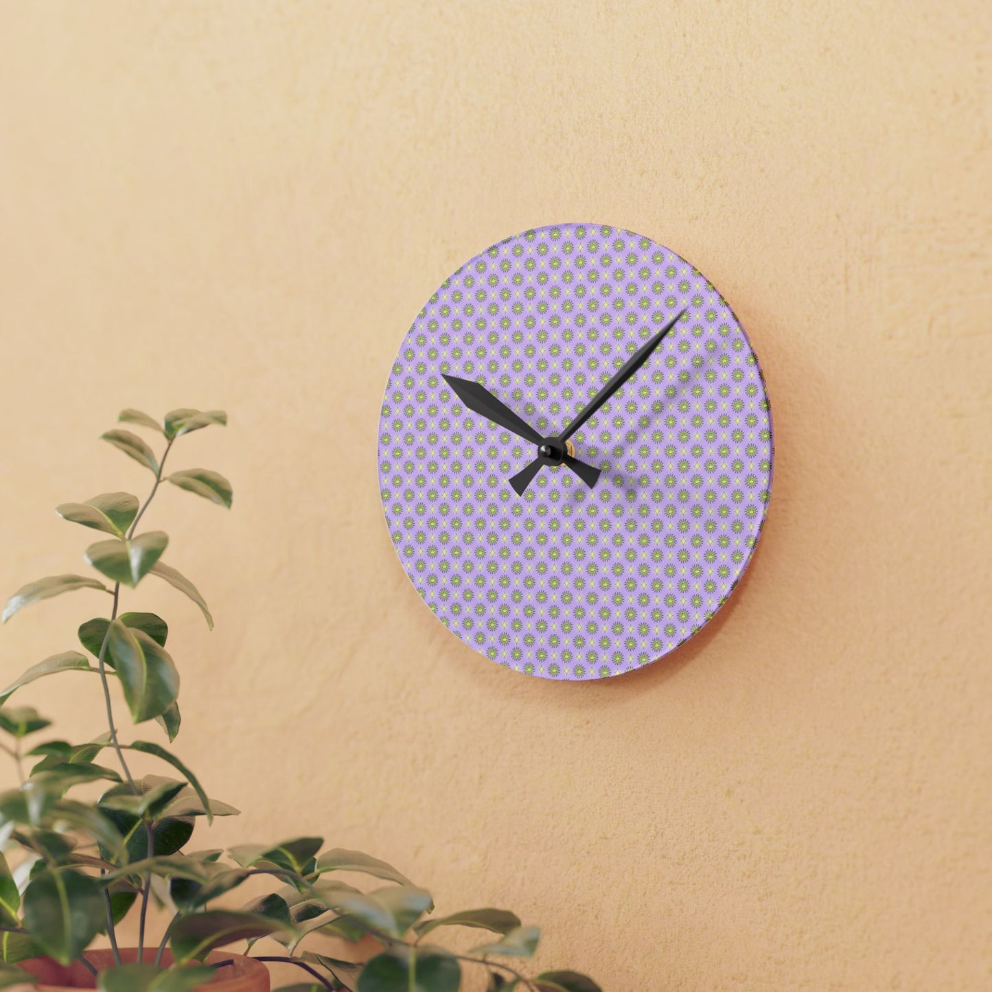Magenta Star-crossed Bodies Acrylic Round Wall Clock, 8" x 8"