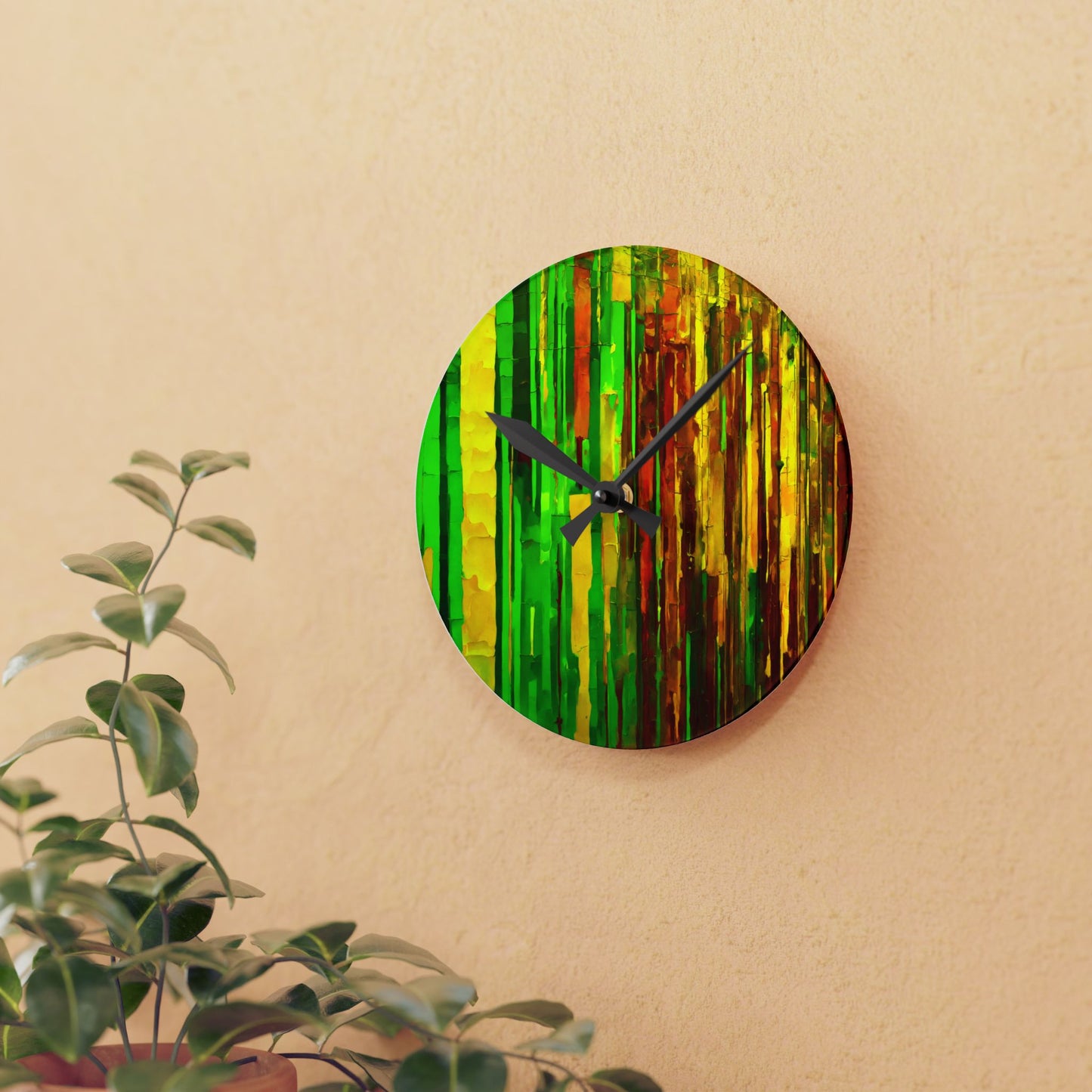 Striped Beta Acrylic Round Wall Clock, 8" x 8"