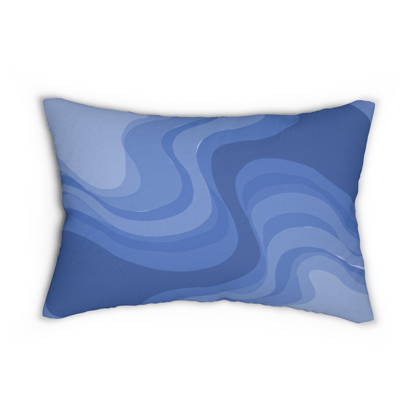Deep Blue Wavey Spun Polyester Lumbar Pillow, 20" x 14"