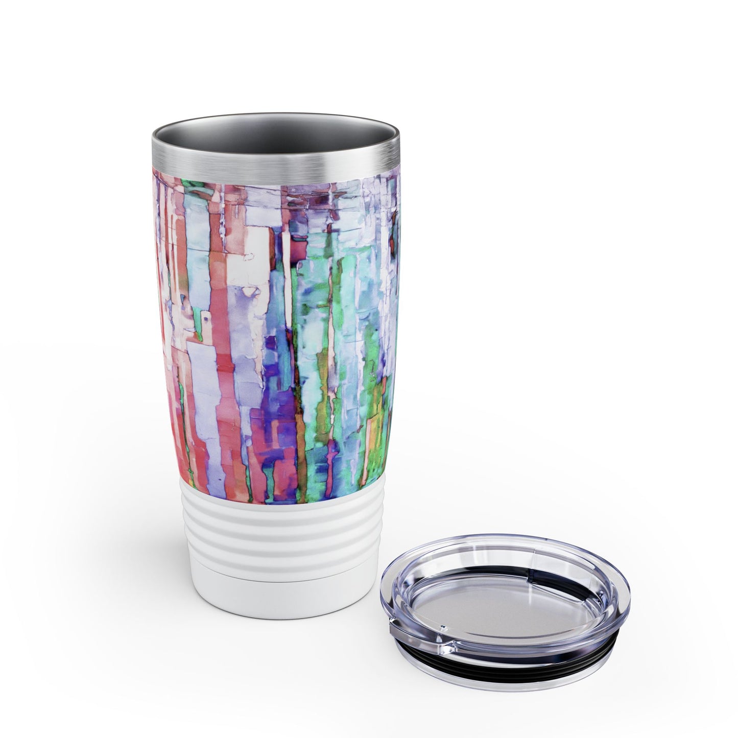 Striped Pastels Ringneck Tumbler, 20oz in white, steel and black