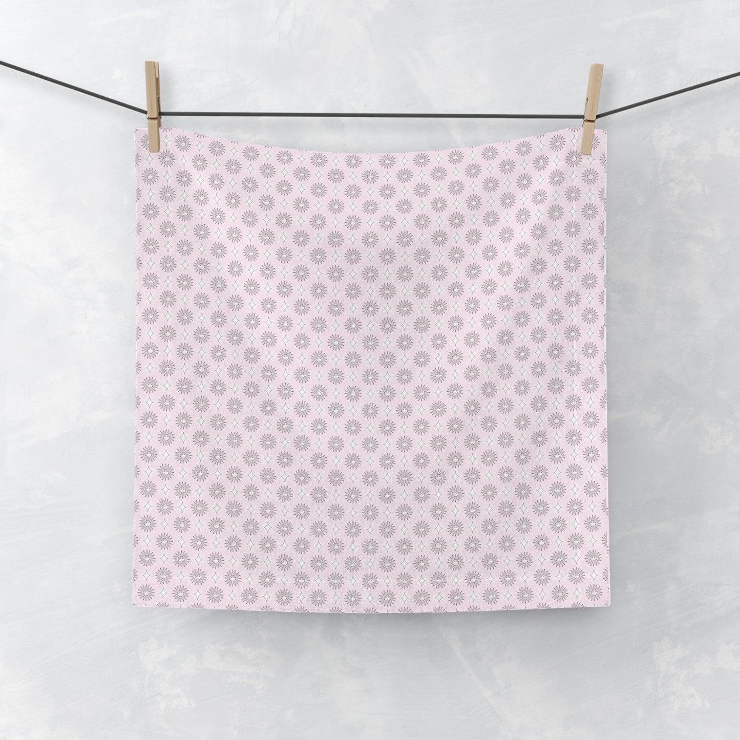 Pink Mornings Star-crossed Bodies Face Towel, 13" x 13"