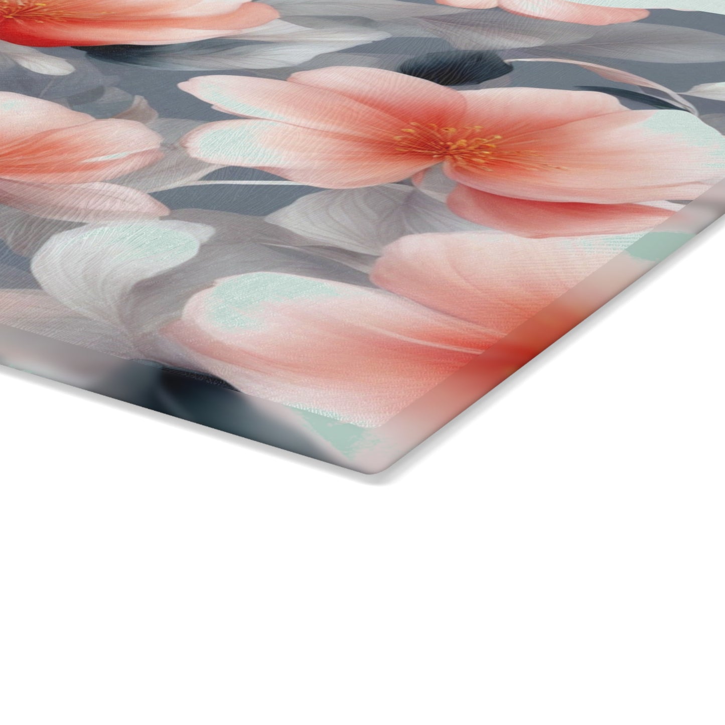 Red Blossom Floral Bunch Glass Cutting Board, 11" x 15"