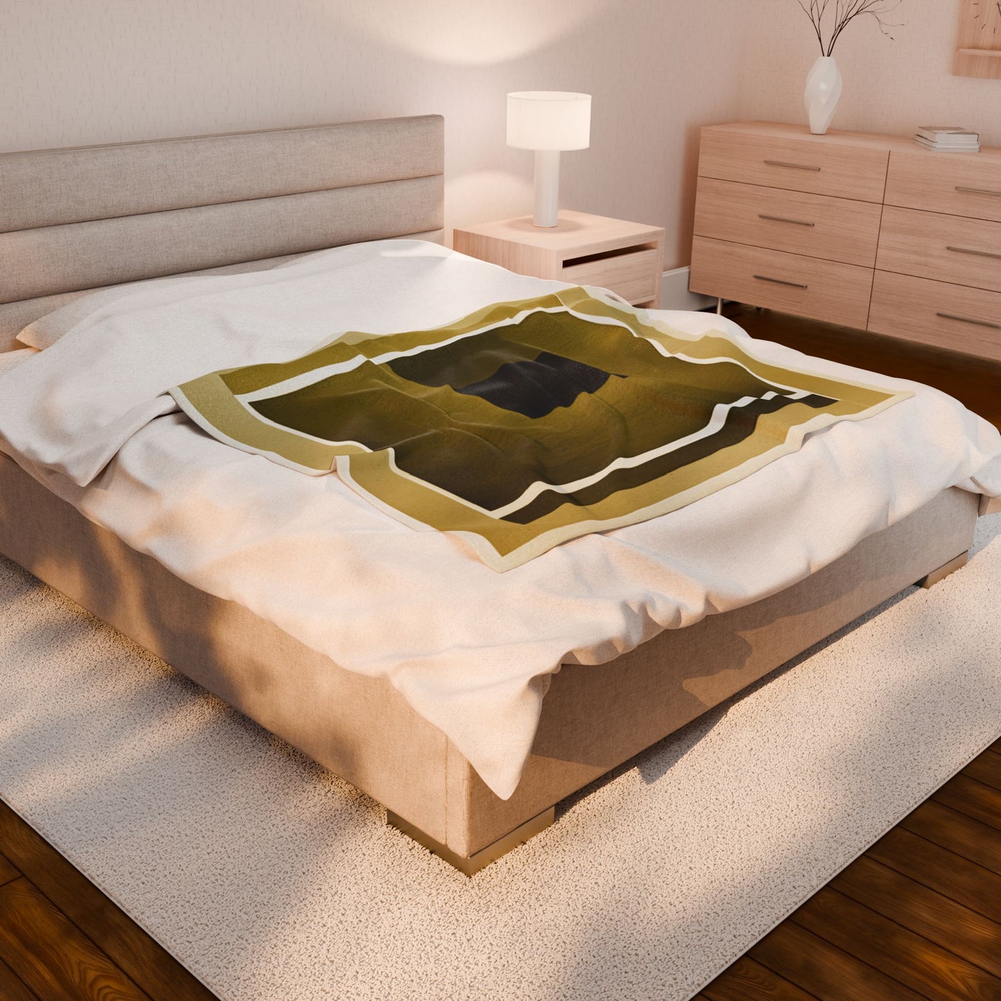 Tan Shadow Velveteen Plush Blanket, 50" x 60"