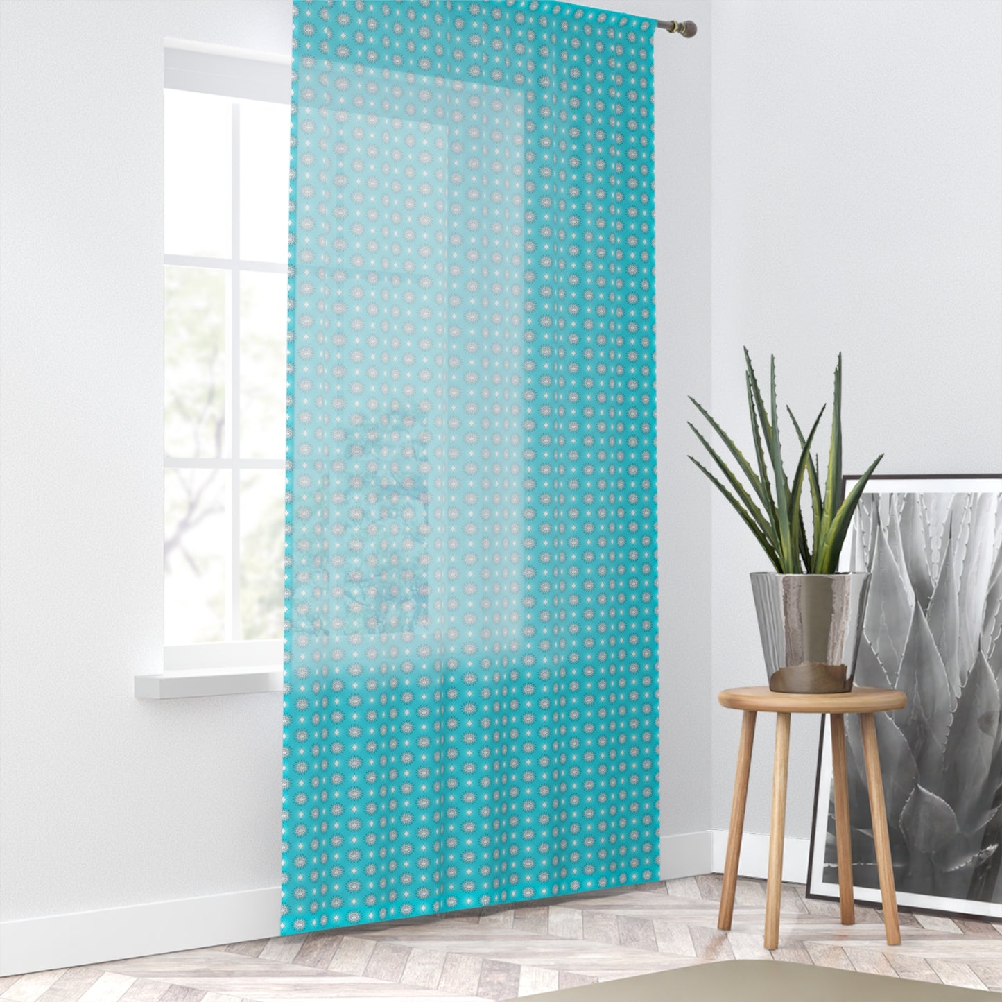 Tif Green Star-crossed Bodies Sheer Window Curtain, 50" x 84", partially transparent