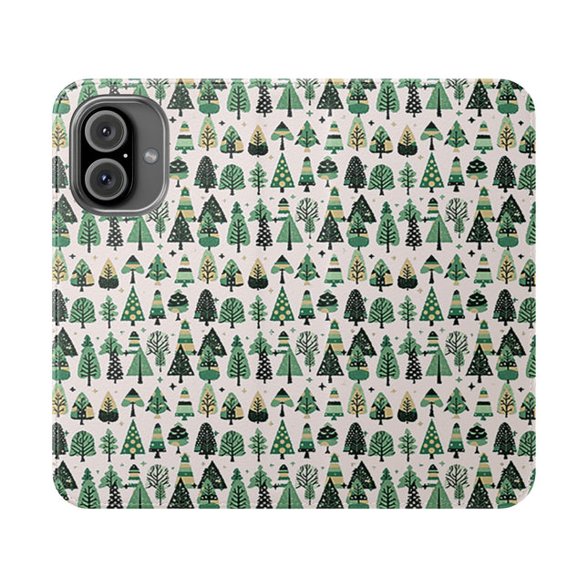 Mini Vintage Green Trees Flip Cases, Iphone 16