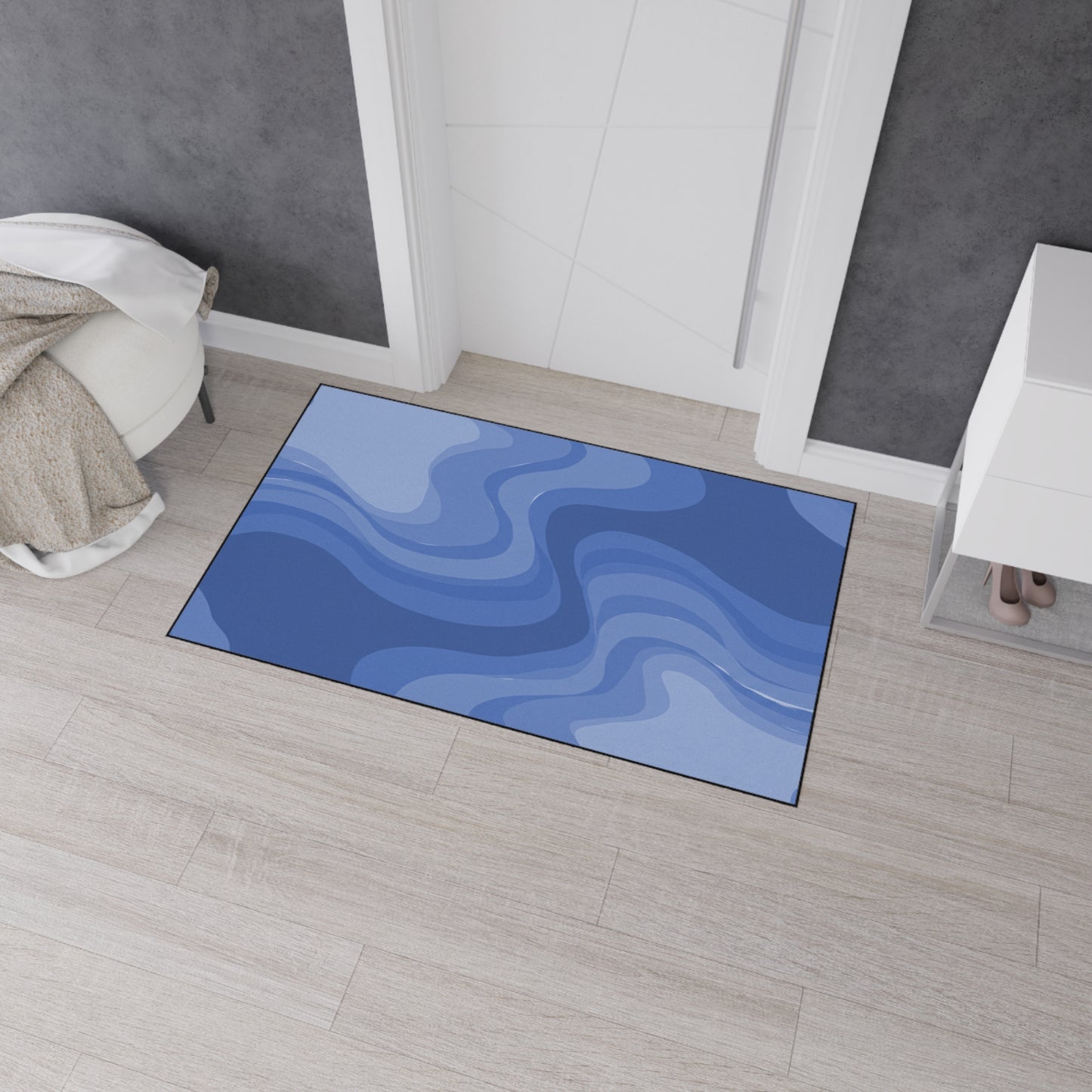 Deep Blue Wavey 36" x 60" Heavy Duty Floor Mat