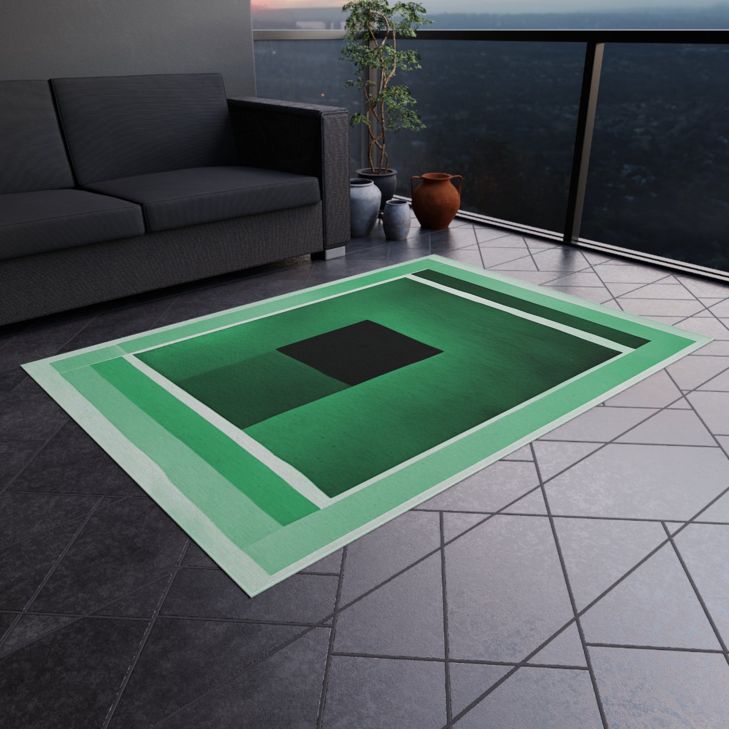 Mint Shadow Outdoor Rug, 60" x 84"