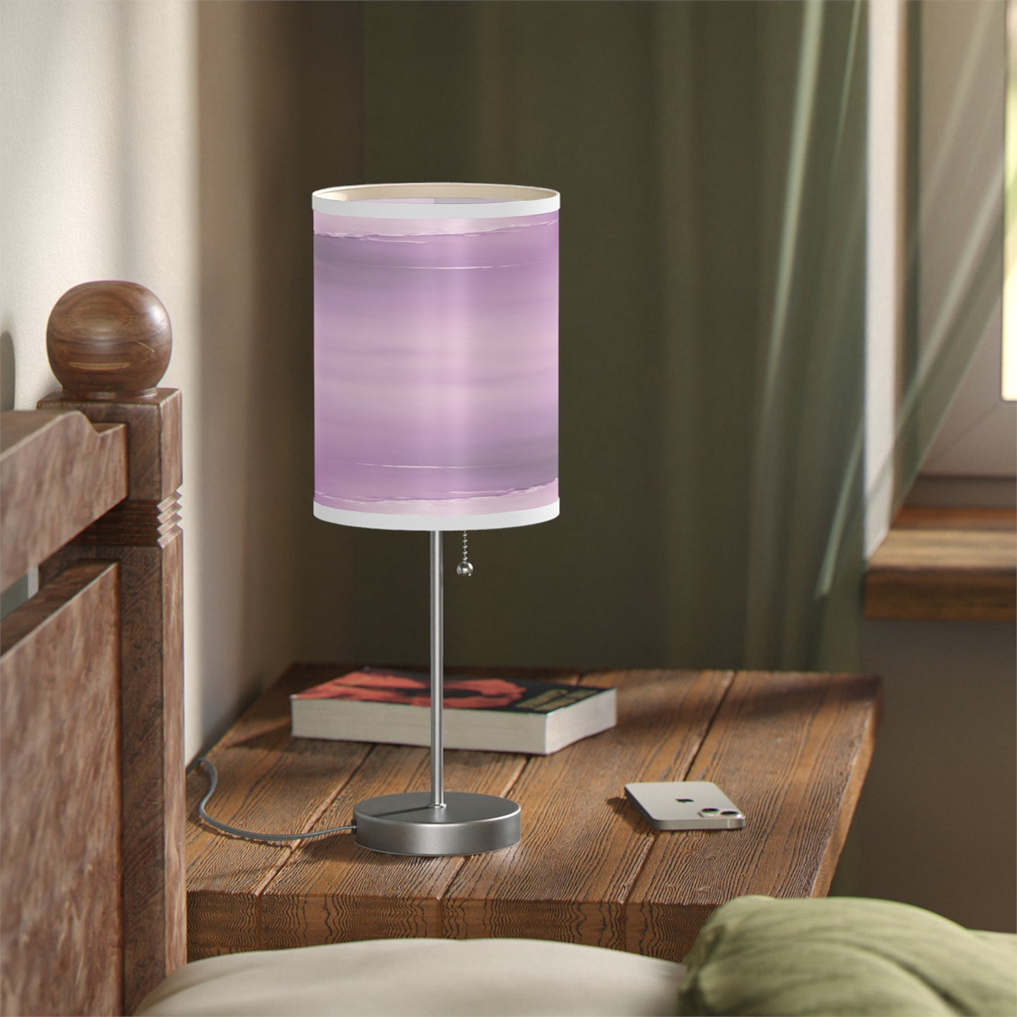 Dark Pink Sea Amethyst Fog Table Lamp on a White or Silver Stand, US|CA plug
