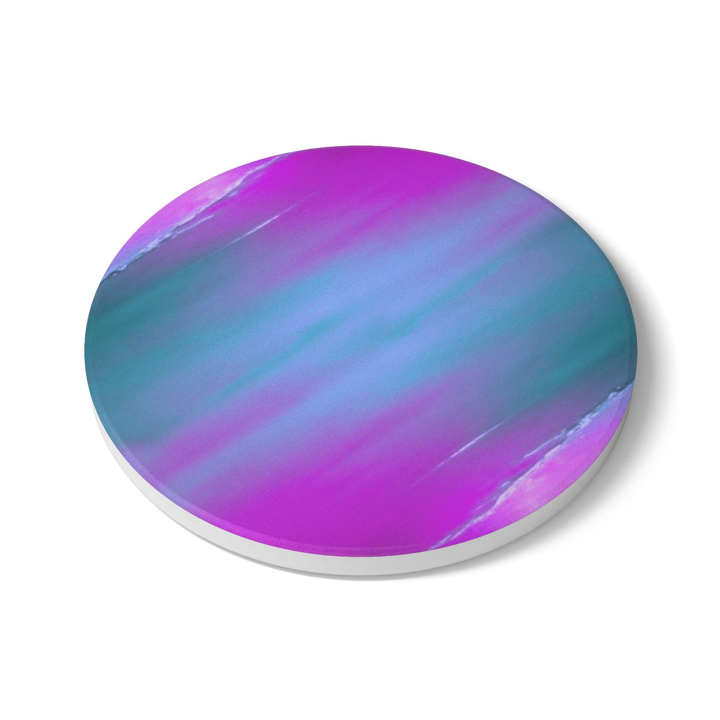 Dark Blue Green Sea Purple Fog 4" x 4" Round Ceramic Coaster