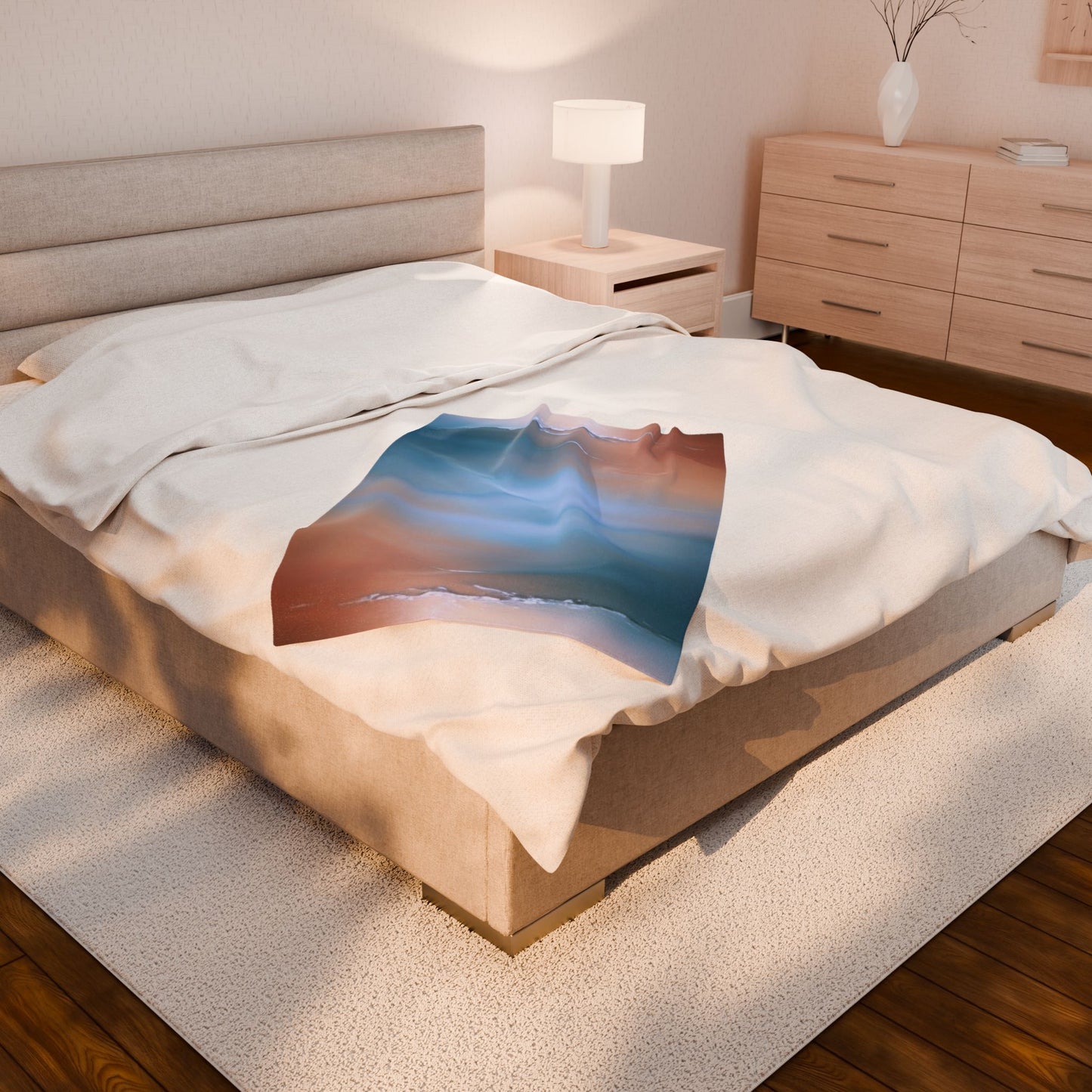 Blue Sea Peach Fog Velveteen Plush Blanket, 30" x 40"