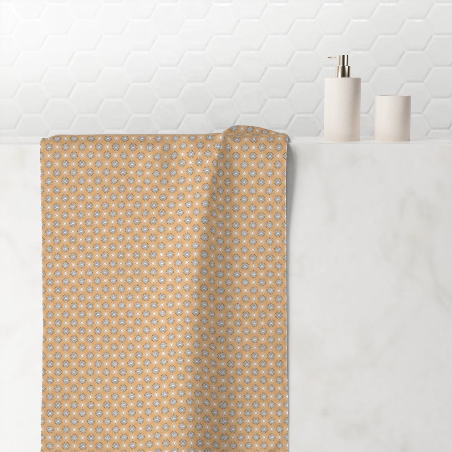Tan Sunset Star-crossed Bodies Mink-Cotton Towel (50% polyester, 50% cotton), 30" x 60"